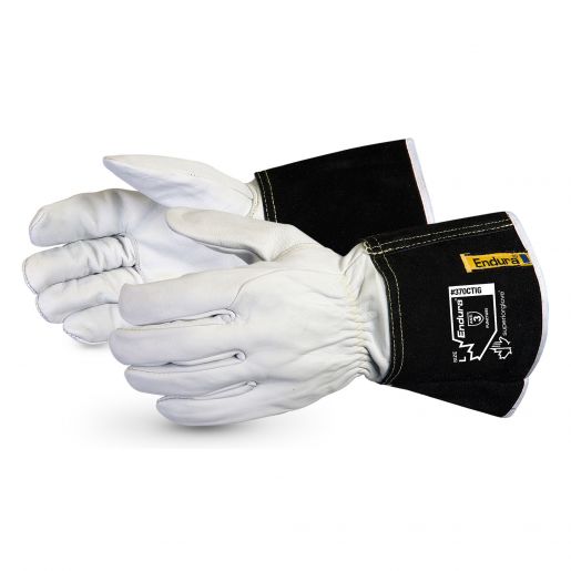 Superior Endura- Grain Goatskin Tig Welders Glove, Wide Fitted Gauntlet Cuff, Kevlar Sewn