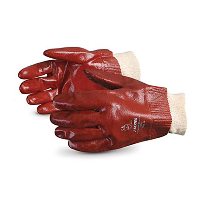 PVC Glove, Red, Jersey Lined, 14in Length, CFIA Approved - 12/Pack